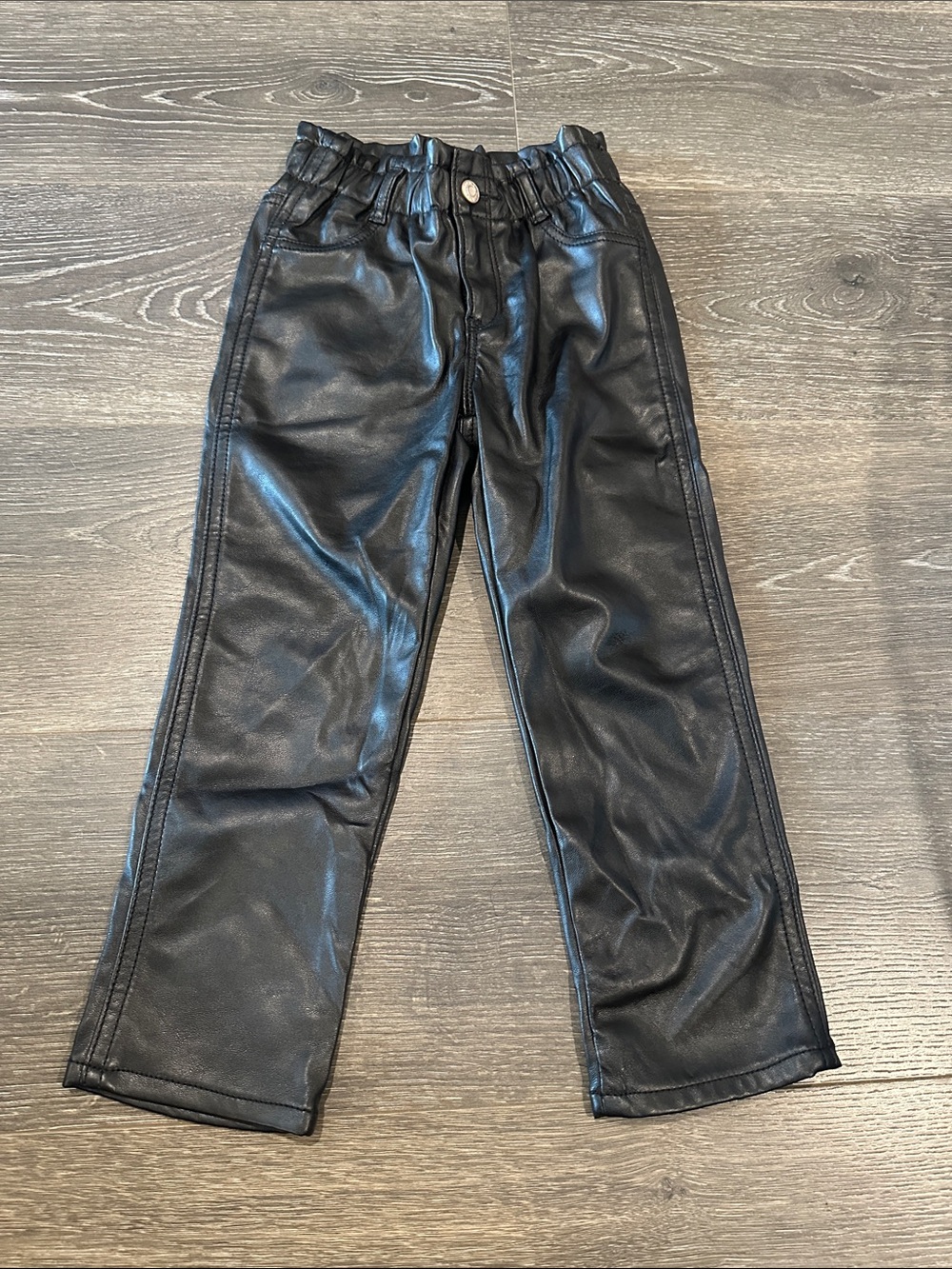 Gap Kids Black Faux Leather Elastic High Waist Pants